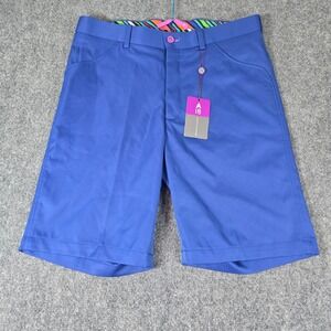 Aristo 18 Golf Shorts Royal Blue‎ Flat Front Colorful Waistband Size 32